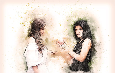 painting of women's in white and black tops thumbnail