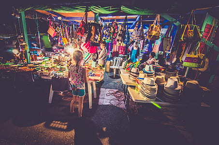 people gathered at the night market painting thumbnail