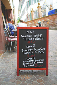 photo of rectangular red wooden frame MEnu A Insalata Verde printed sign thumbnail