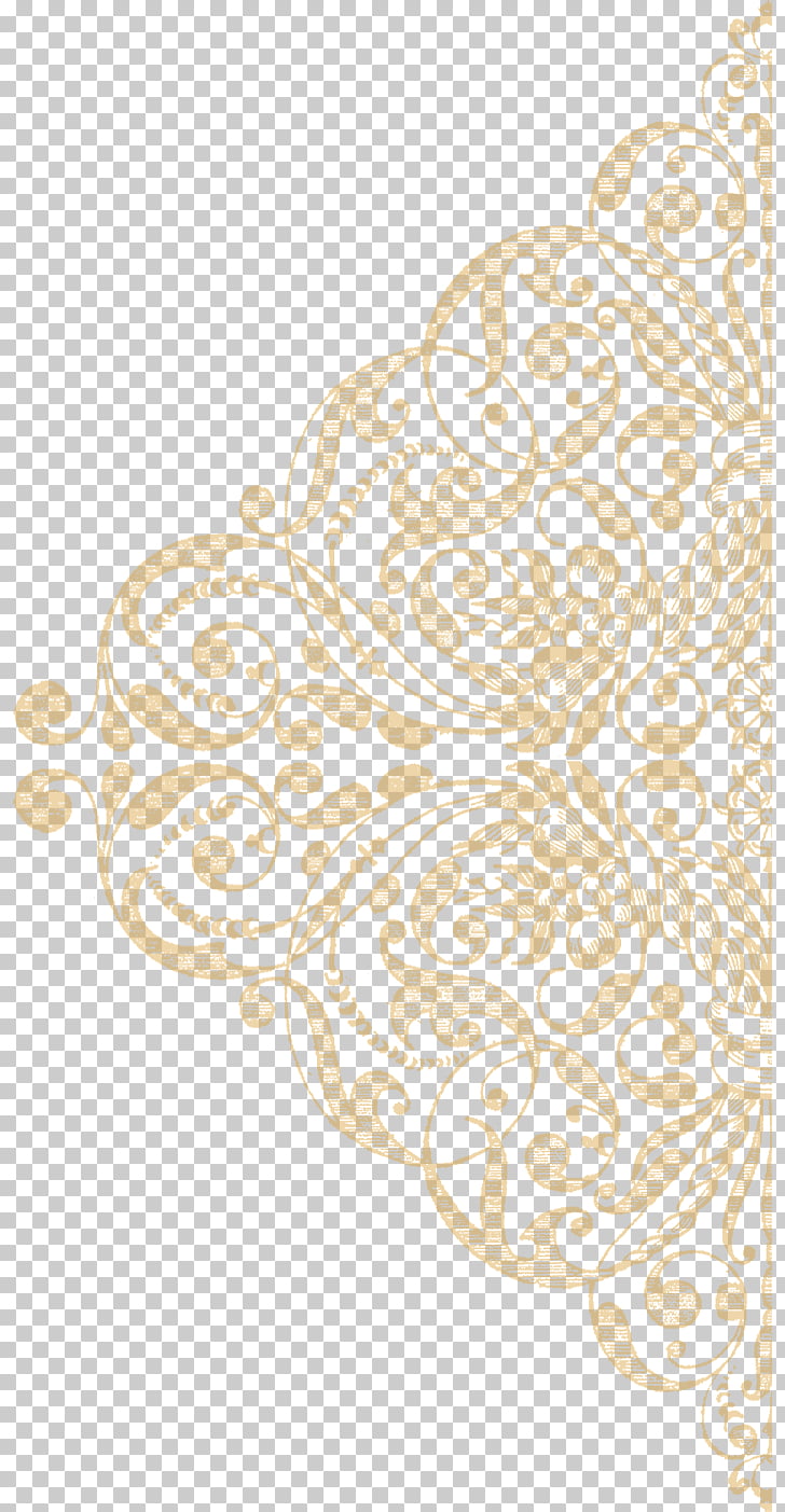Lace Texture mapping Pattern, Gold lace texture Ornament, beige floral border decor PNG clipart