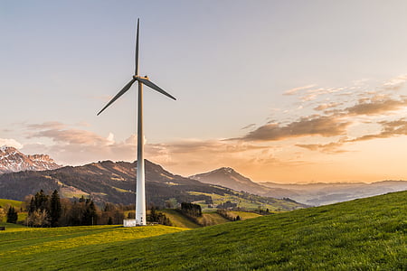 white wind turbine on green grass field under gray sky during daytime thumbnail