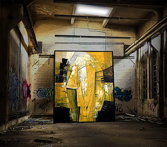 beige and black abstract painting thumbnail