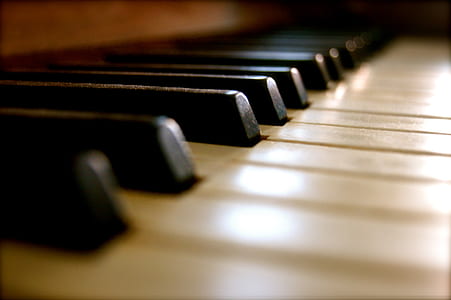 Piano keys in tilt shift photography thumbnail