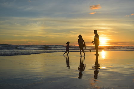 silhouette of family on beach thumbnail