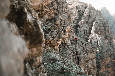 person walking on rock cliff thumbnail