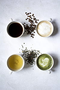 Assorted Hot Beverages Tea Matcha Coffee Photo thumbnail