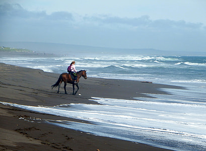 woman riding brown horse on beach during daytime thumbnail