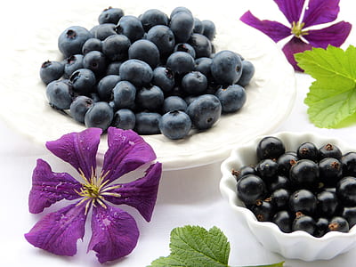 purple clematis and blackberries thumbnail