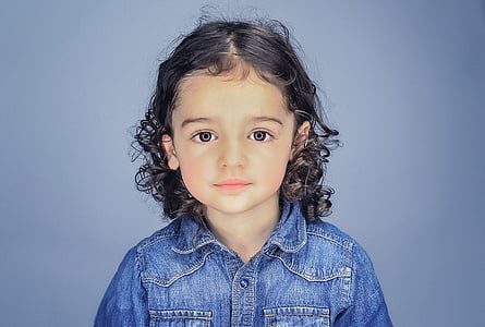 girl wearing blue button-up denim jacket thumbnail