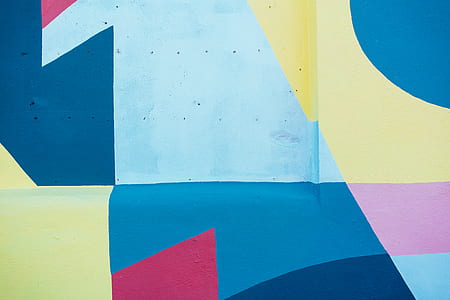 blue, gray, and red abstract painting thumbnail