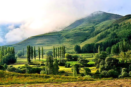 cloud covered green mountain during daytime thumbnail