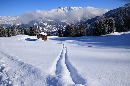 brown and white house surrounded by snow thumbnail