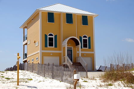 yellow and white concrete house during daytime thumbnail