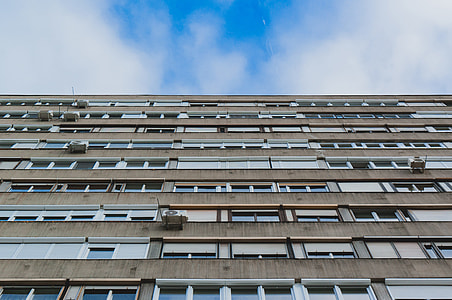 low angle photo of building under clear sky thumbnail