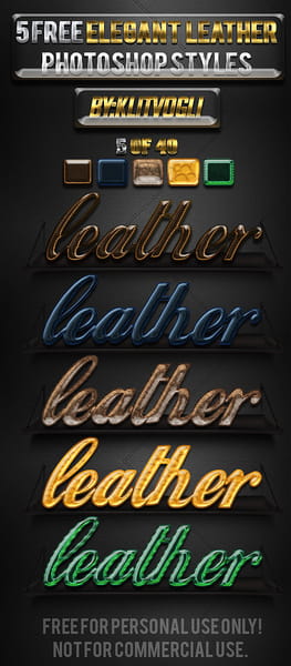 5 free elegant leather photoshop styles psd file
