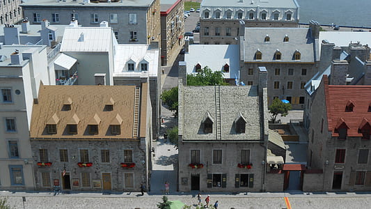 aerial view of gray painted buildings thumbnail
