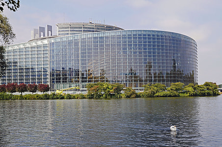glass building beside body of water thumbnail