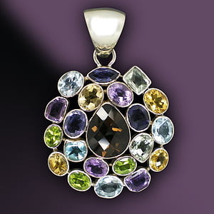 silver-colored assorted-color gemstone pendant thumbnail