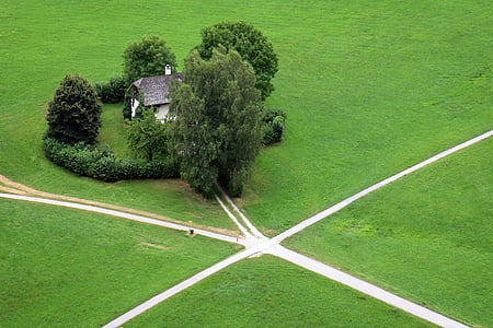 aerial view photography of gray house surrounded by green leaf trees at daytime thumbnail