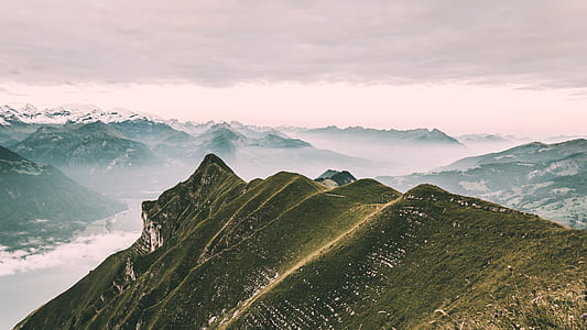 green mountains covered with fog thumbnail