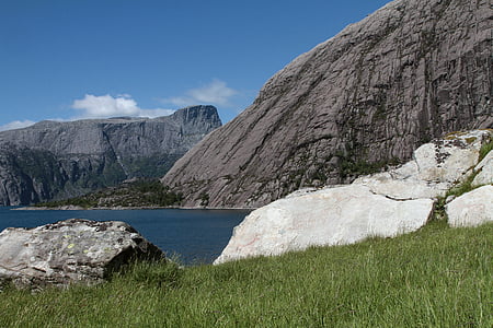 gray cliff and grass during daytime thumbnail