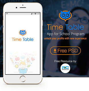 School Time Table UI Kit psd file