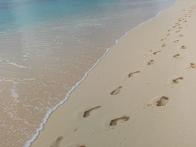 foot trails in beach sand thumbnail