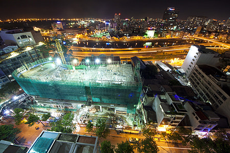 City Lights and Skyscrapers at night in Saigon, Vietnam thumbnail