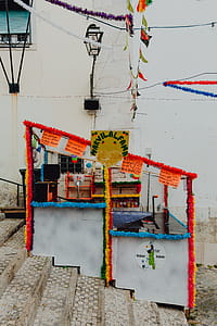 Streets decorated for the Saint Anthony Feast in Lisbon, Portugal thumbnail