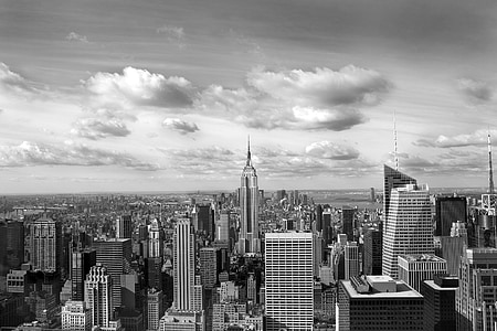 New York City skyline in greyscale photography thumbnail