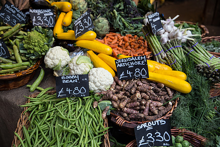 Fresh vegetables on a stall at Borough Market in Central London. Image captured with a Canon 6D DSLR.  thumbnail