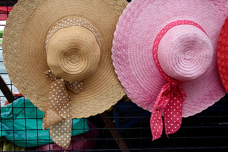two brown and pink sun hats thumbnail