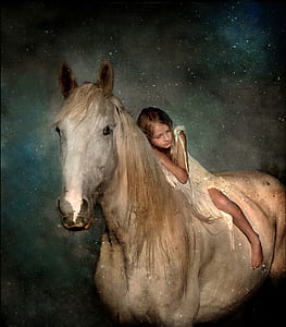 girl riding on white horse thumbnail