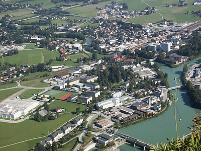 Cityscape layout with town and buildings in Hallein, Austria thumbnail
