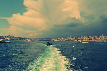 sea, city, sky, clouds thumbnail