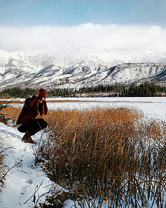 Photographing Mountains with Clouds winter landscape in Jasper National Park, Alberta, Canada thumbnail
