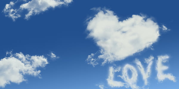 white clouds forming heart and love photo thumbnail