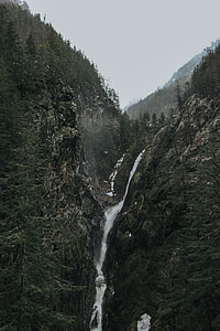 time lapse photography of waterfalls surrounded by trees thumbnail