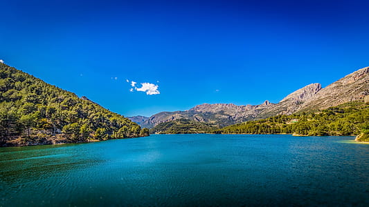 body of water and mountains thumbnail