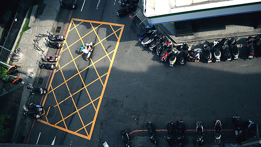 aerial photography of assorted motorcycles thumbnail