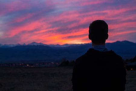 silhouette on man standing outdoor thumbnail