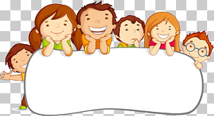 Child Cartoon Illustration, Card child children cute border, six children on white pad illustration PNG clipart