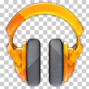 Electronic device headphones yellow, Google Play Music, gold and gray headphones illustration PNG clipart