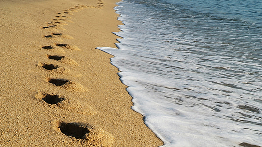 footprints on beach sand thumbnail
