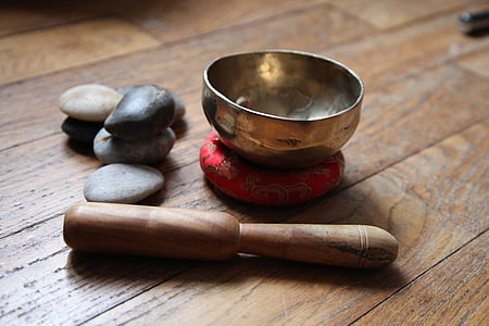 gray metal and brown wooden mortar and pestle thumbnail
