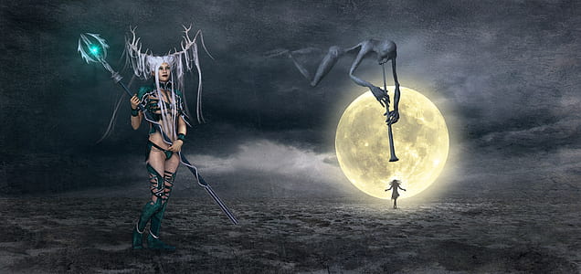 gray haired female anime holding wand thumbnail