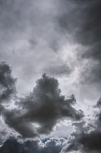 low-angle photography of black and white sky thumbnail