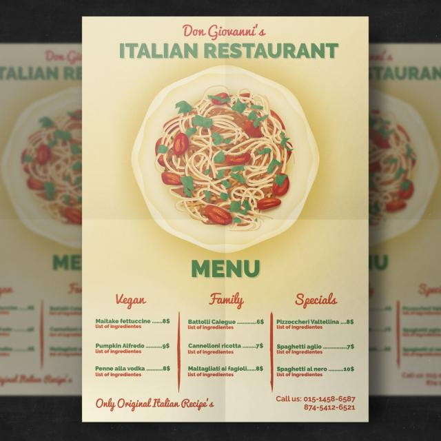 restaurant flyer template psd