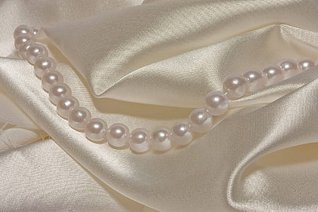 white beaded white satin textile thumbnail