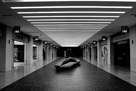 grayscale photography of building's pathway thumbnail